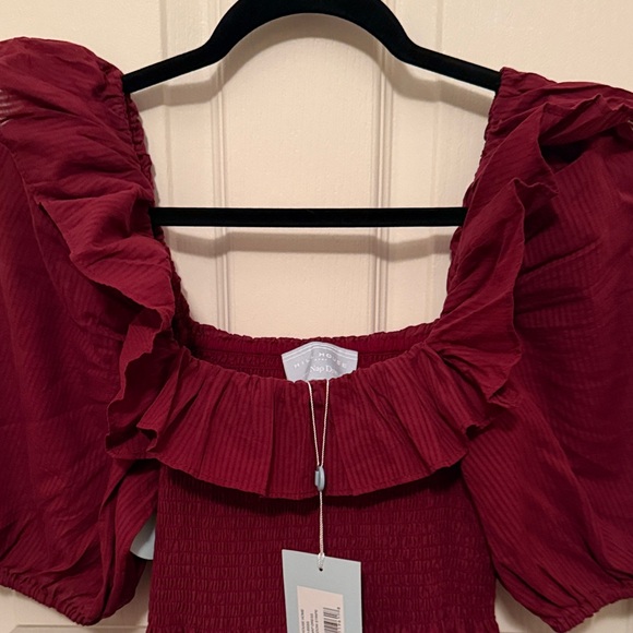 Hill House Burgundy Corinne Shadow Stripe Dress - Picture 4 of 4